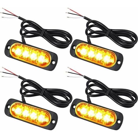 Snq – 12/24 V Led-einstichleuchten – Ipx-4 Wasserdichte Orangefarbene Rundumkennleuchte – 18 Blitzmodi – Für Einsatzfahrzeuge Und Baustellen