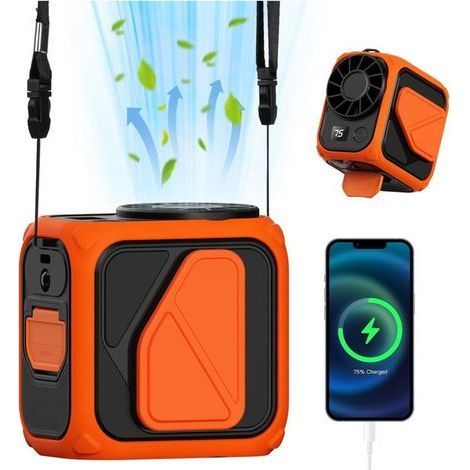 Taillenclip-ventilator Mit Licht. 4 Geschwindigkeiten. Tragbar. Hände Frei. Um Den Hals Zu Tragen. Mini-clip-lüfter 5000 Mah