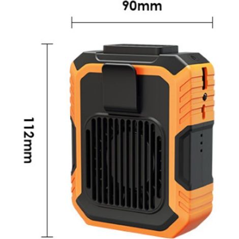 Tragbarer Clip-ventilator Für Die Taille, 3 Geschwindigkeiten, 4000-mah-akku, Freisprecheinrichtung, Wiederaufladbar, Halskette, Orange