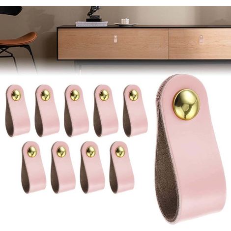 10 Stück Leder-möbelgriffe, Leder-türgriffe, Leder-schrankgriffe, Leder-küchentürgriffe, Leder-schranktürgriffe Mit 10 Schrauben, Küche, Schlafzimmer, Rosa-ton