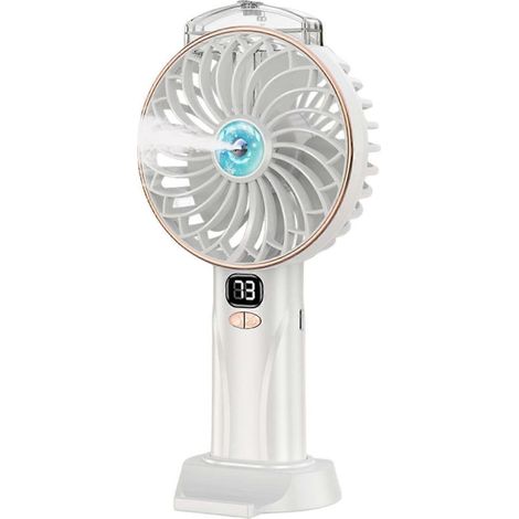 Honornic – Tragbarer Ventilator, Kleiner Kühlventilator, 2400 Mah, Tischventilator, 5 Geschwindigkeiten, Ideal Für Reisen Und Outdoor-aktivitäten, Weiß.