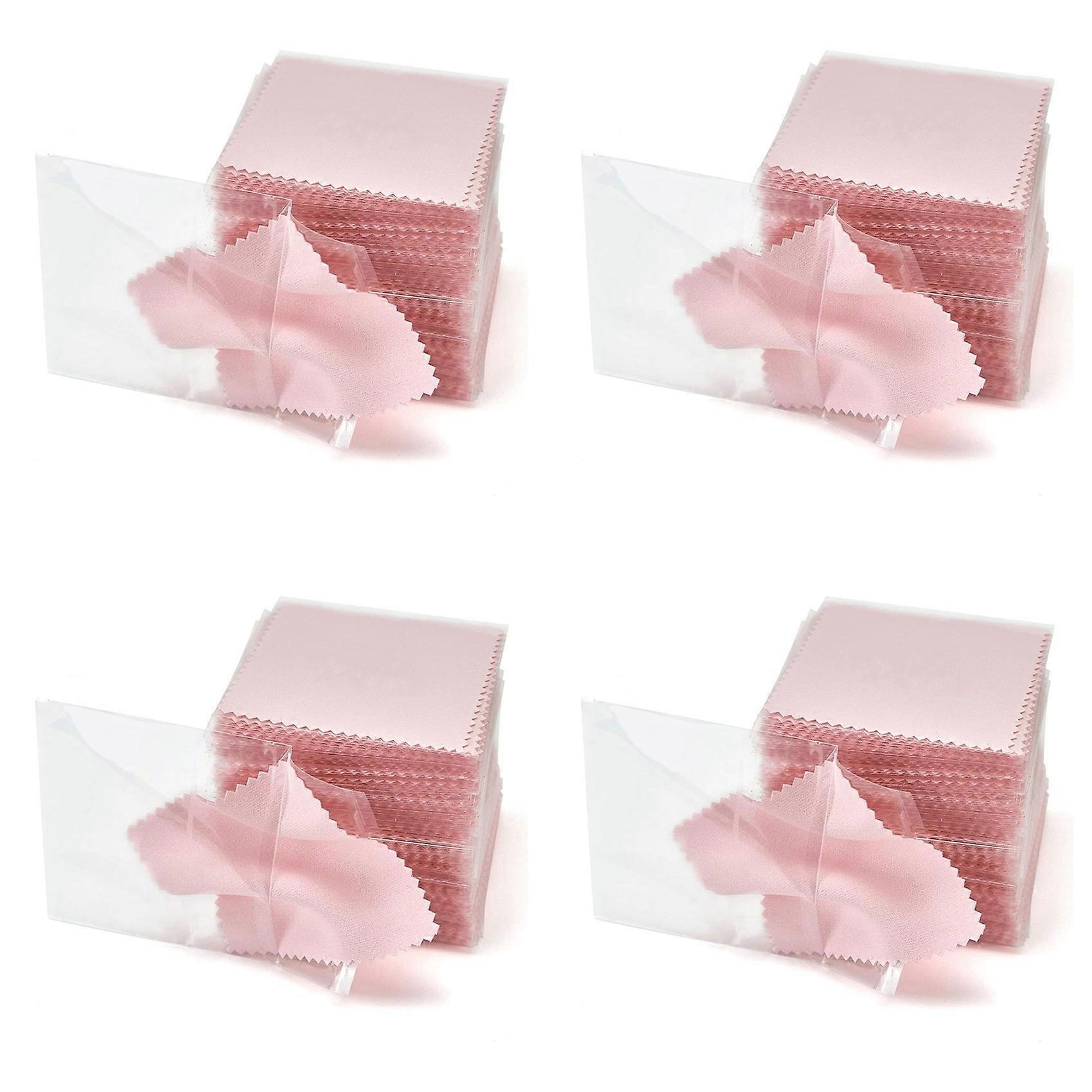 Lot De 400 Chiffons De Nettoyage Pour Bijoux, Chiffons De Polissage Professionnels Emballés Individuellement, Chiffons De Polissage Rose Argenté 8 X 8 Cm