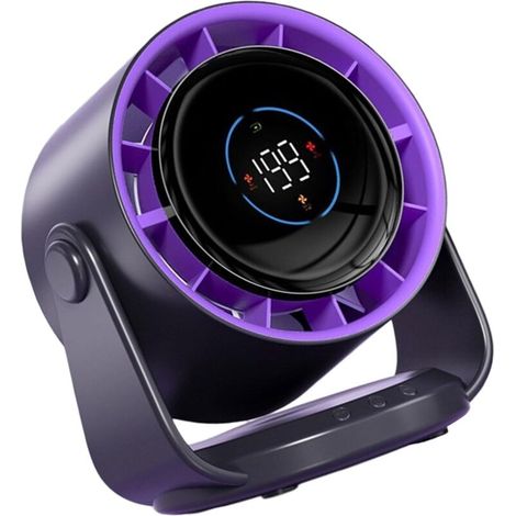 Multifunktionaler Lüfter, Leistungsstarker Ventilator Mit Digitalanzeige, 4000 Mah, Abs-textur, Perfekt Für Büro, Reisen, Innenbereich (lila)