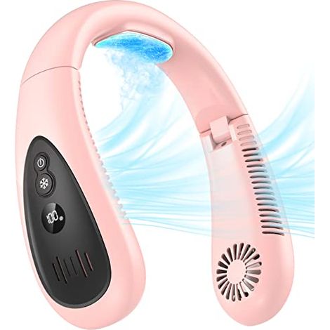 Nackenklimaanlage, Tragbarer Nackenventilator Mit Kühlplatte, 360°-luftstrom, 5000 Mah Wiederaufladbarer Usb-ventilator, Freihändig, Faltbar, Ohne Flügel, Für Männer, Frauen, Kinder