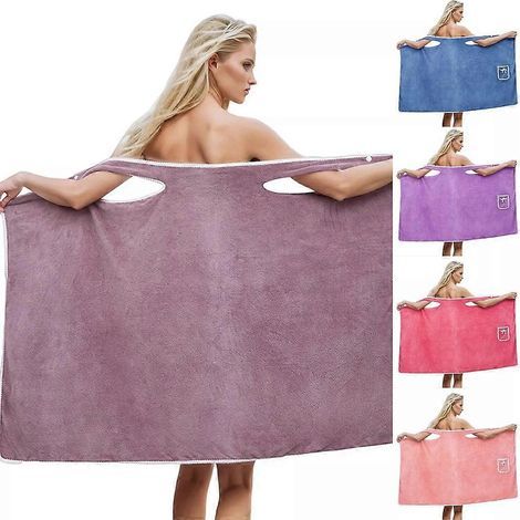 Tragbarer Duschrock Für Damen, Rosa, Schnell Trocknender Bademantel, Ideal Für Dusche Und Spa.
