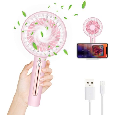 Tragbarer Mini-ventilator, Wiederaufladbarer Usb-taschenventilator Mit Sockel, Kleiner Leiser Handventilator Mit 4 Geschwindigkeiten Für Zuhause, Tisch, Büro, Reisen, Auto – Pink-fei Yu