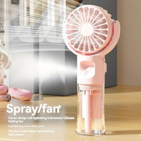 Tragbarer Ventilator Und Nebelerzeuger 800 Mah – Usb Wiederaufladbar – Kunststoff – Rosa