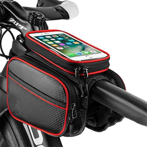 1 Stück, Fahrradrahmentasche, Wasserdichte Rahmentasche, Touchscreen-schutz Mit Großer Kapazität, Geeignet Für Alle Arten Von Fahrradausrüstung (rot)