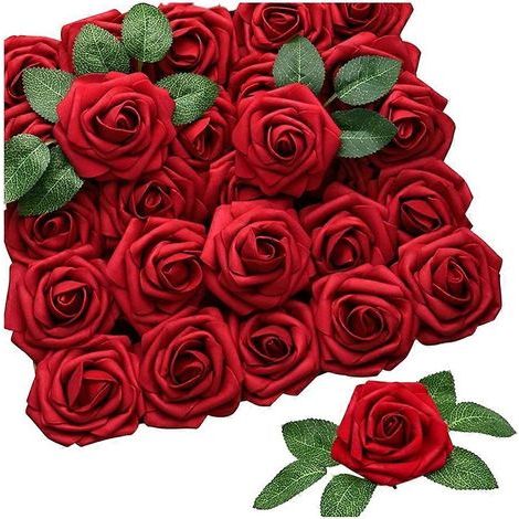 25 Künstliche Rosen, Künstlich Aussehende Blumen, Hochzeitssträuße, Tafelaufsätze, Brautparty Und Heimdekoration, D