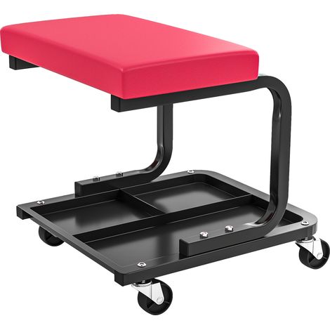 Mobiler Werkstatthocker. Tragkraft 135 Kg, Werkzeugablage, Rollen Inklusive, 36,5 X 33,5 X 35 Cm, Rot – Ideal Für Profis Und Heimwerker.
