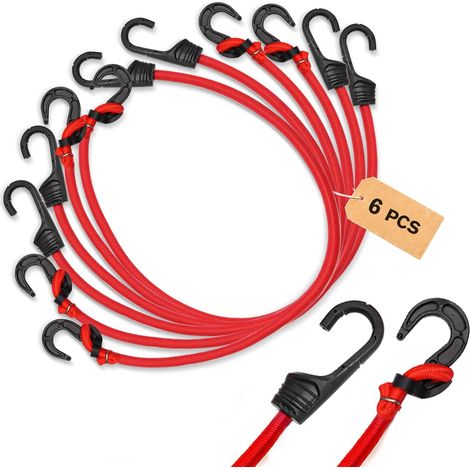 6 Stück Elastische Spanner Mit Haken, Verstellbarer Elastischer Spanner 80 Cm, Elastischer Gepäckgurt Für Fahrräder, Camping, Ladungssicherung