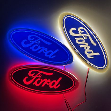 Crea – 4d-led-beleuchteter Aufkleber Für Ford – 14,5 Cm X 5,6 Cm – Wasserdicht, Staubdicht – Einfache Installation Mit 3m-klebeband