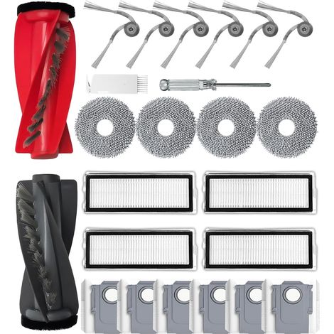 Ersatzzubehör Für Roborock Qrevo S5v /qrevo Curv/qrevo Curv S5x /qrevo Edge/qrevo Edge S5a, 1 Hauptbürste, 6 Staubbeutel, 4 Hepa-filter, 4 Mopp, 6 Seitenbürste