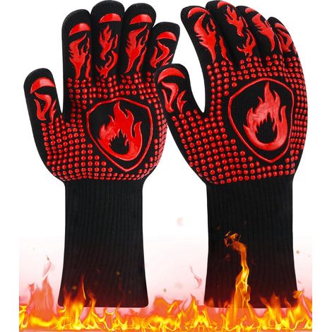Grillhandschuhe, Hitzebeständige Handschuhe Bis 800 °c, Universelle Grillhandschuhe, Rutschfeste Grillhandschuhe, Küchenhandschuh, Atmungsaktiver Anti-feuer-schornsteinhandschuh, Zum Kochen, Schweißen