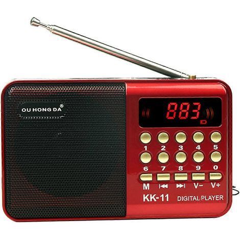 Honornic – Mini Tragbares Wiederaufladbares Digitales Ukw-radio, Usb-mp3-player, Lautsprecher Für Sd-karte