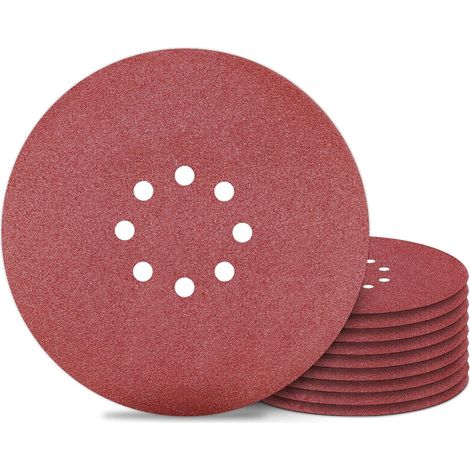 Schleifscheibe 225 Mm, 8 Löcher, Schleifpapier, Körnung 180, Für Wandschleifer, 10 Stück