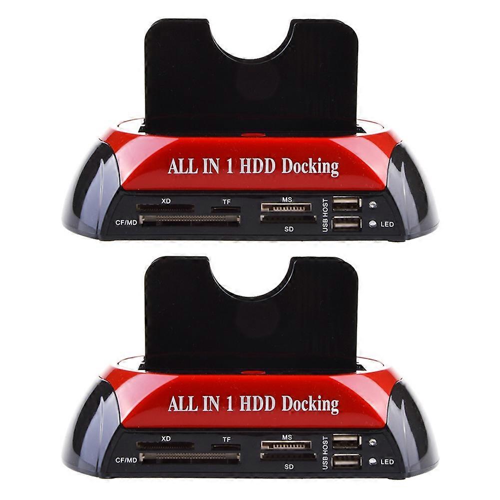 Station D'Accueil Tout-en-un Usb 2.0 Vers Ide Sata Pour Disque Dur, Avec Lecteur De Cartes Et Prise Britannique. Compatible Avec Les Disques Durs 2,5" Et 3,5" À Double Baie.
