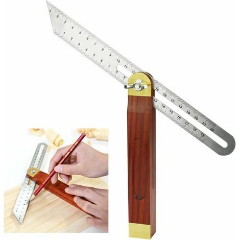 Tischlerwinkel Aus Edelstahl Und Holz, 200 Mm, Falscher Winkel Mit Griff, 0 Bis 360 Grad, Langlebige Zimmermannswinkel, Doppelseitige Leiter Für Ingenieur-zeichner, Tischler