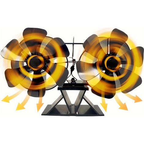 12-blatt-holzofenlüfter, Zwei Wärmebetriebene Motoren, Kaminventilator Für Holzöfen, Umweltfreundlich