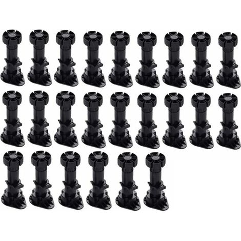 (60mm-80mm)24 Stück Kunststoff-schrankfüße, Möbelbeine, Verstellbare Möbelbeine, Schwarze Kunststoff-möbelfüße Mit Clip-befestigungsbasis Für Küchenmöbel, Schränke Und Sofas