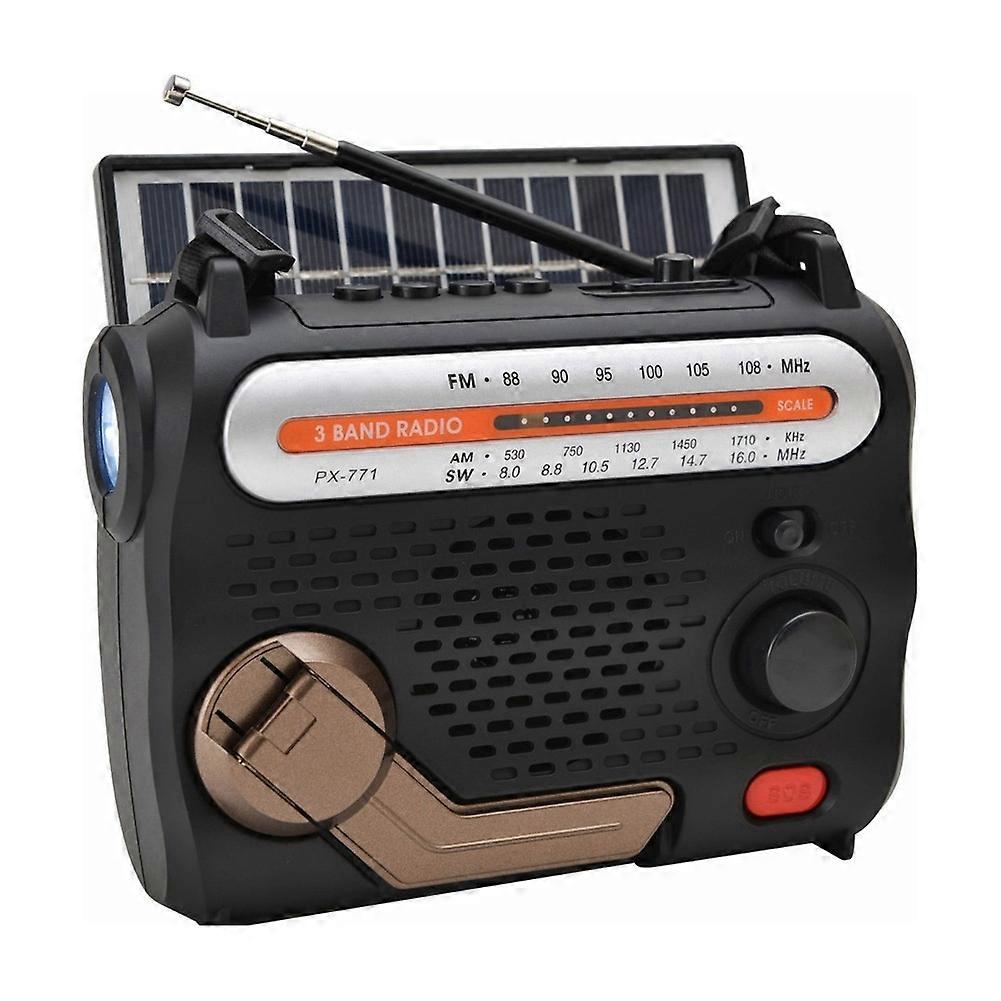 Radio Portable Rétro Solaire Rechargeable 5 W Am/fm/sw Pour Extérieur, Récepteur Numérique Sans Fil Multibande, Carte Usb, Sos