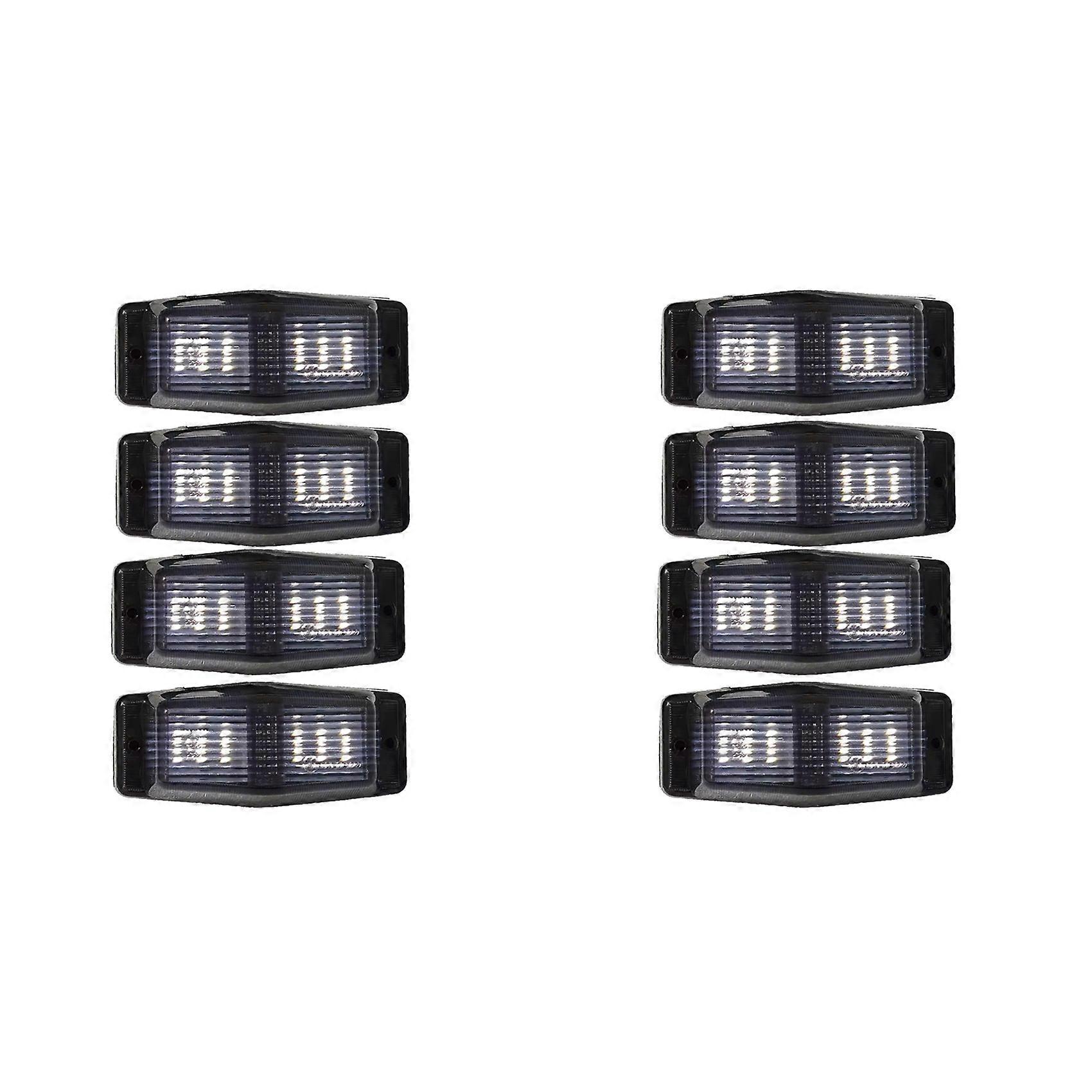 Lot De 8 Feux De Position Led Blancs Fumés Pour Calandre Avant De Camions Scania, Volvo, Man Et Benz, Avec Indicateur De Brûleur Double.