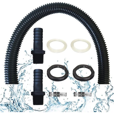 Anschlussset Für Regenwassernutzung – 100 Cm – Mit 2 Muffen Und Kontermutter – Für Ein Fass