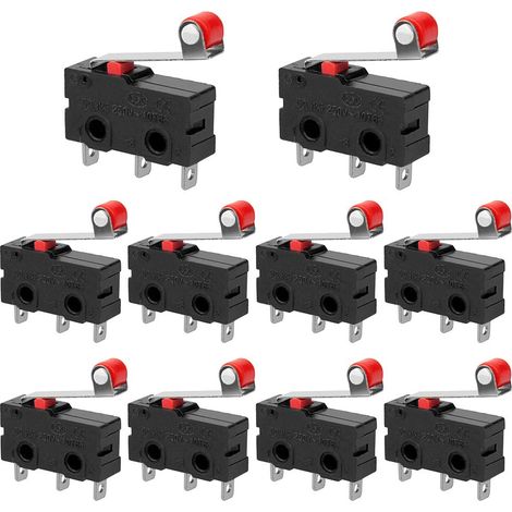 10 Stück Mikro-endschalter, Rollenhebelschalter, Ac 250 V, 5 A, Spdt, 1 Schließer, 1 Öffner, Mini-momentan-sofortschalter