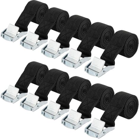 10 Stück Zurrgurte 25 Mm X 1 M Spanngurt, Spannschnalle Mit Verschlussschnalle, Verstellbare Spanngurte, Für Motorrad, Fahrradträger, Maximale Belastung 250 Kg (schwarz)