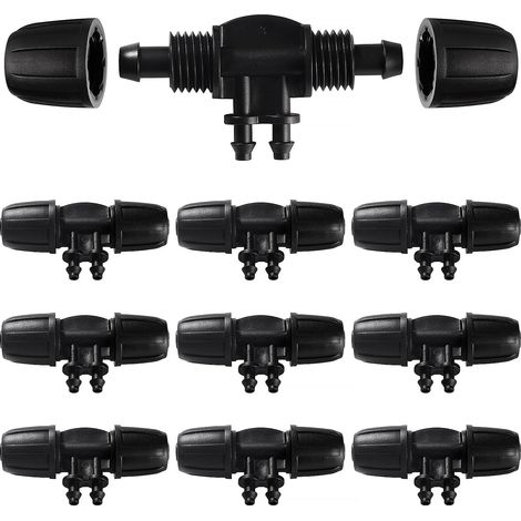 10 T-stücke Mit Widerhaken, 4-wege-bewässerungsschlauchanschluss Für 8/12 Mm Bis 4/7 Mm Schläuche, 4-wege-tropfbewässerungsanschluss Für Gartenrasen
