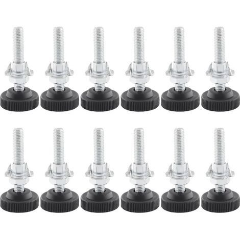 12 Stück M8 Verstellbares Bein, Verstellbares Möbelbein, Verstellbares Möbelbein, M8 X 50 Mm Verstellbares Tischbein Mit Kontermutter, Vier Backenmuttern Und Metallbohrer