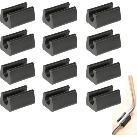 12 Stück Stuhlbein-gleitrohr-endkappe, Puffer-stopper, Schutz Für Bodenmöbel, U-förmige Kunststoff-stuhlkappen, Stuhlbeinkappen, Silikon-rohrklemme (10 Mm, Schwarz)