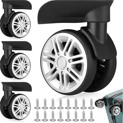 2 Paar Universal-kofferräder, Gepäck-ersatzräder, Zweireihige 360-grad-lenkrollen, Langlebiges, Leises Trolley-rad, Reparatur-ersatzrolle Für Reisekoffer