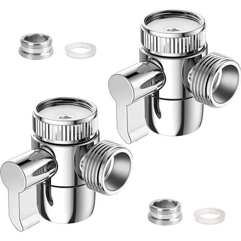 2 Stück Dusch-umstellventil, Wc-wasserhahn, 3-wege-dusch-umstellventil, M22 X M24, Chrom-umstellventil-adapter Für Küche Oder Toilette, Badezimmer, Waschbecken, Waschmaschine