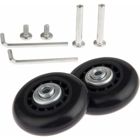 2 Stück Ersatzrollen Mit Lagerachsen 60 X 18 Mm – Ersatzräder Für Koffer, Kofferreparatur, Kofferrolle, Gepäckrad, Achsen Und Rollen