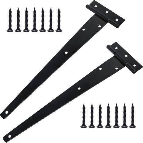 2 Stück Robuste T-türscharniere Mit Befestigungsschrauben, 300 Mm, Verzinkte T-türscharniere Für Scheunentore, Holztore Und Fenster