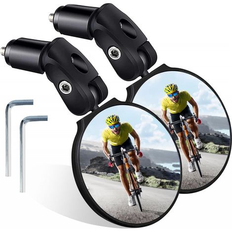 2-teiliger Fahrrad-rückspiegel, Hd-konvexer Fahrrad-rückspiegel Für Alle Fahrräder Mit 17–21 Mm Lenker, 360° Verstellbarer Edelstahlspiegel
