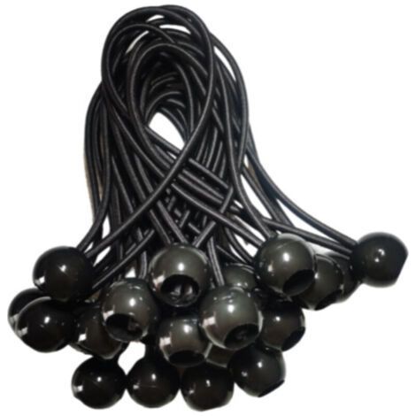 25 Stück Bungee-seile Mit Kugeln – Set Mit 20 Cm Universalspannern Mit Bändern – Robustes Gummiband, Perfekt Für Camping, Gepäck Und Planen – Schwarz