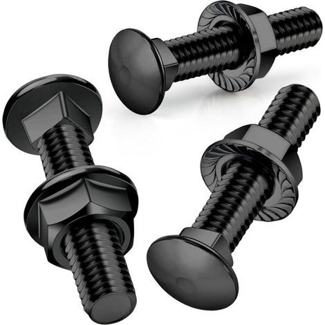 25 Stück, Schlossschrauben Transportschrauben Schlossschraube 304 Edelstahl Schwarz Oxidiert Mit Din 6923 Flansch-sechskantmuttern, M5 X 50 Mm