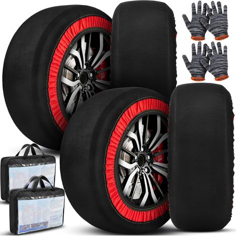 2er-pack Schneesocken Für Autoreifen, Schneesocken Aus Stoff, Autoketten, Einfach Zu Installieren Mit Handschuhen, Winter-autozubehör Für Auto, Suv, Lkw