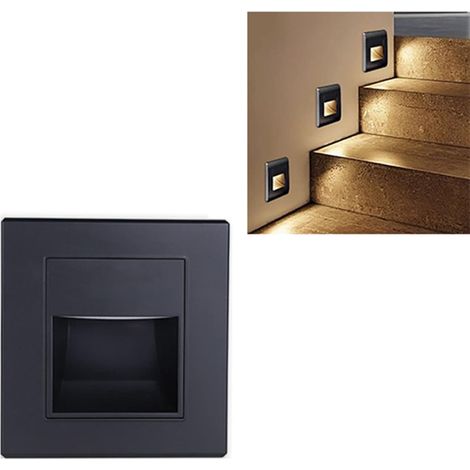 3er-set Stufenleuchten, 3000k Warmes Licht, Led-treppenlampe, Wandeinbauleuchte, Quadratisch, Quadratisch, Stufenbeleuchtung, Wandbeleuchtung Für Flur, Treppe, Schlafzimmer