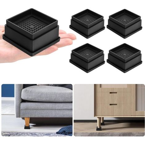 4 Verstellbare Erhöhungsfüße Für Bett, Tisch, Stuhl Oder Sofa – Höhe 2,5 Cm, Rutschfest Und Stapelbar – Schwarz