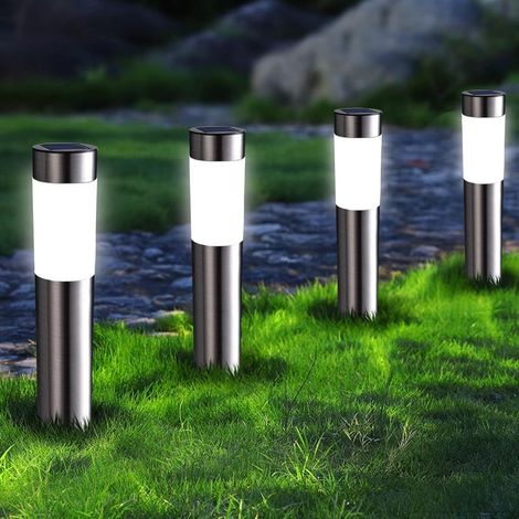 4er-pack Solarleuchten Für Den Außenbereich Für Den Garten, Zylindrisch Aus Edelstahl, Wasserdicht, Automatisches Ein-/ausschalten