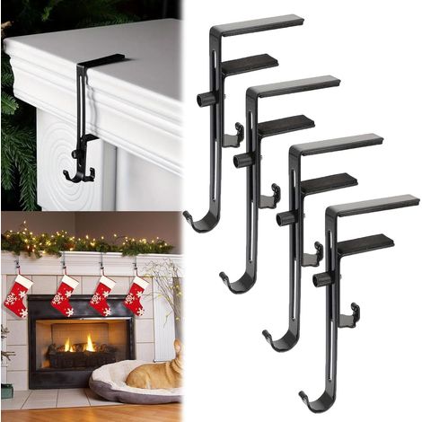 4er-pack Weihnachtskranz- Und Strumpfhalter Für Den Kamin – Verstellbare Metallhaken Für Weihnachten – Girlandenhalter Zum Aufhängen Von Strümpfen, Girlandenkugeln, Heimdekoration