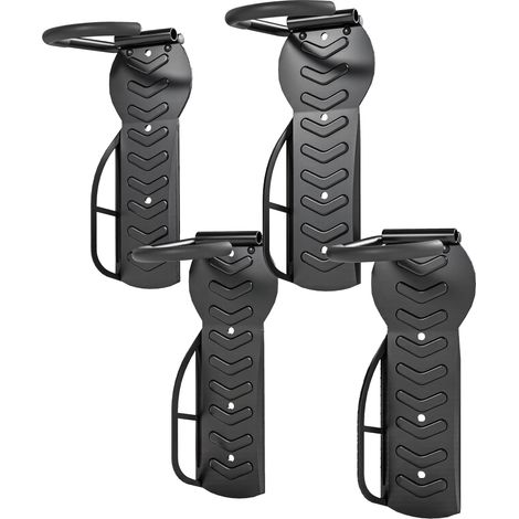 Set Mit 4 Wandfahrradhaken. Fahrradaufhänger, Für Drinnen Und Draußen, 25,5 X 10,5 X 4 Cm, Schwarz – Ideal Für Platzsparende Wandaufbewahrung.