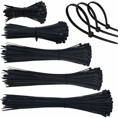 500 Stück Kunststoff-kabelbinder, Kunststoff-kabelbinder 4 Mm Kabelbinder 100/150/200/250/300 Mm, Kabelbinderklemmen Rilsan-nylon Für Kabelmanagement (schwarz)