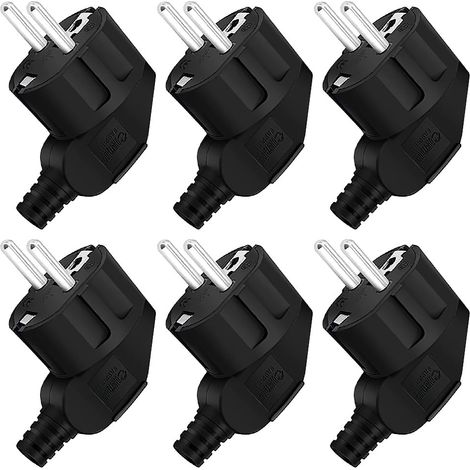 6 Stück Männliche Steckdose, 250 V 16 A Männlicher Elektrischer Stecker, Wasserdichte Männliche Außensteckdose, Für 8 Bis 10 Mm Kabel, Schwarzer Stecker