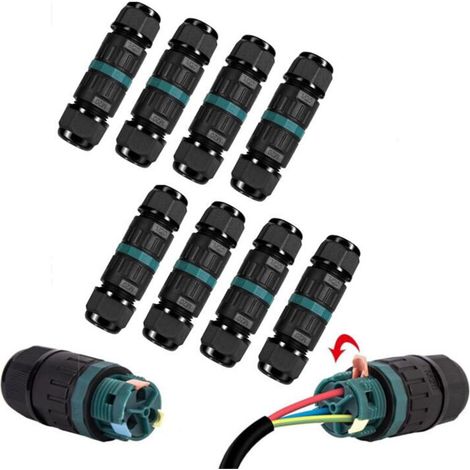 8er-pack Ip68-kabelverbinder, Wasserdichter Kabelverbinder, Kabelhülse, Kabelverschraubung, Wasserdicht, Kabelanschluss, Verbindungshülse Für 3-poliges Erdungskabel, Anschlussdose