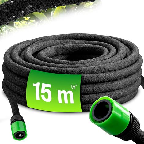 Gardebruk 15 M Mikroporöser Bewässerungsschlauch, 1/2" T-stück, 2 Düsen, Für Die Unterirdische, Oberirdische Bewässerung Von Blumen Und Gartenpflanzen (tropfbewässerung).
