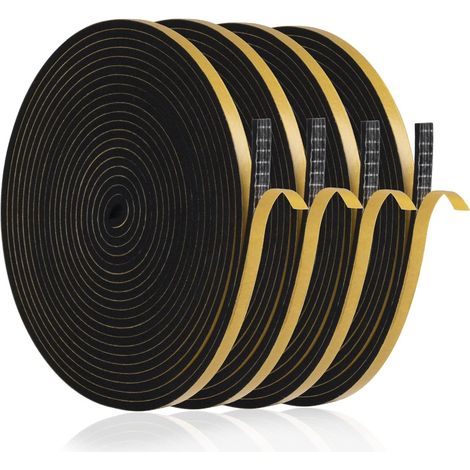 Anti-kälte-isolierung Fensterdichtung, 20 M Eingangstür-dichtungsschaum-kleber, 12 Mm X 6 Mm, Selbstklebender Dichtungsstreifen, Isolierendes Fenster Gegen Wind, Anti-regen, Anti-lärm (schwarz)